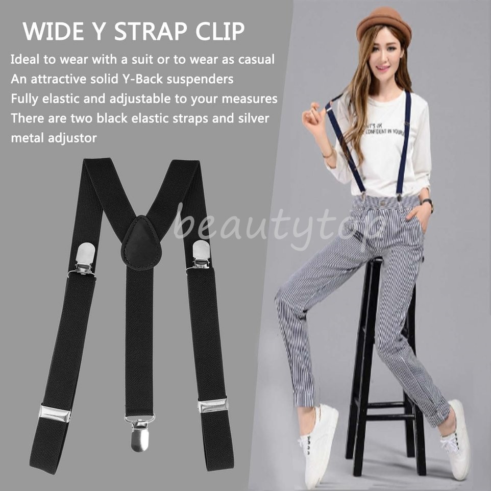 Men's Adjustable Suspenders Elastic Y-Shaped Braces Hooks Pants Brace Solid  New