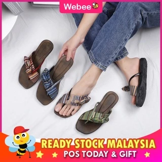 READY STOCK🔥WEBEE L-929 Women's Flat Shoes Kasut Wanita Sandal Flower