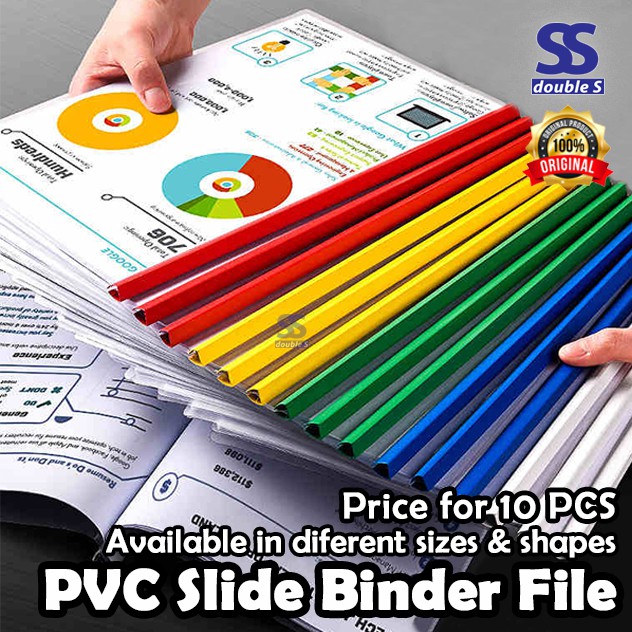 10 Pcs Clear A4 Slide Binder Folders. Sliding Bar Report Covers