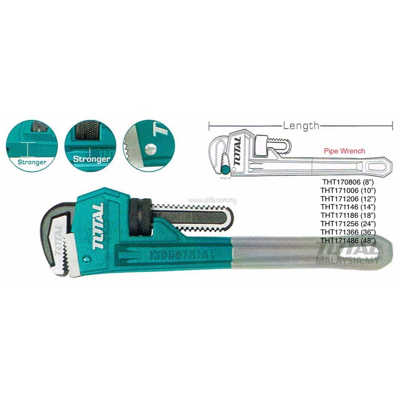 TOTAL Pipe Wrench THT170806/THT171006/THT171206/THT171146/THT171186 ...