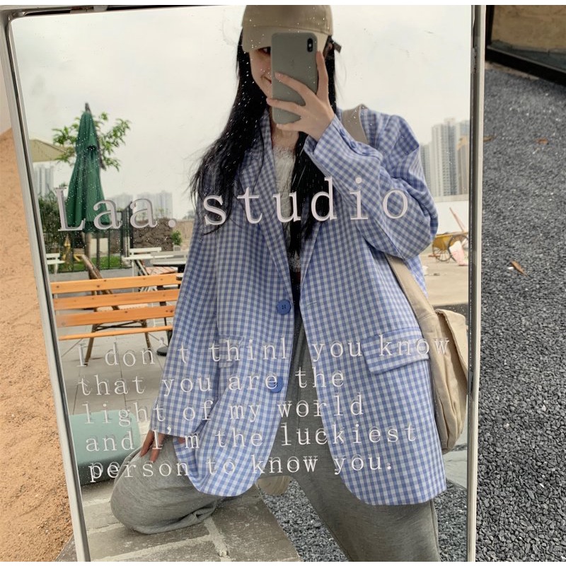 Blazer With Plaid Pattern In Korean Style (REAL PHOTO) | Shopee Malaysia