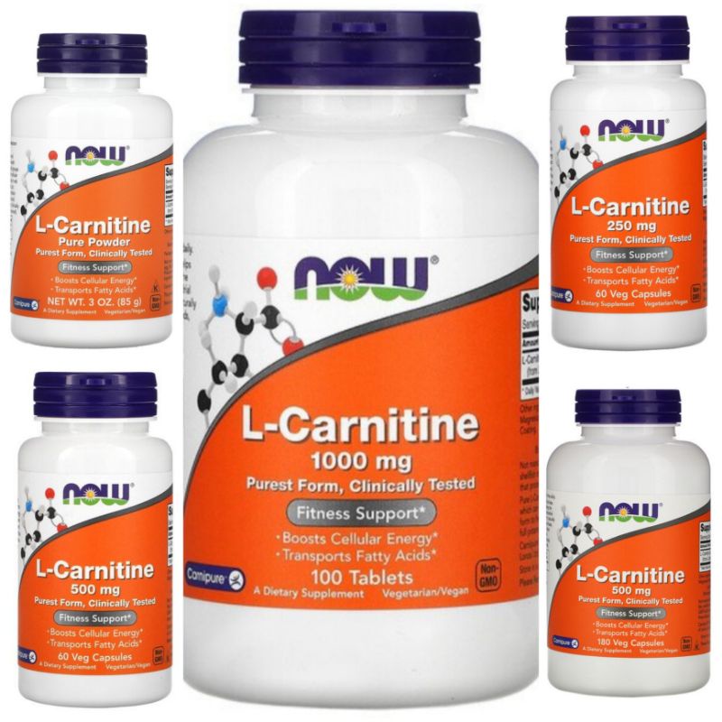NOW Supplements, L-Carnitine 1,000 mg, Purest Form, Amino Acid, Fitness  Support* 100 Tablets