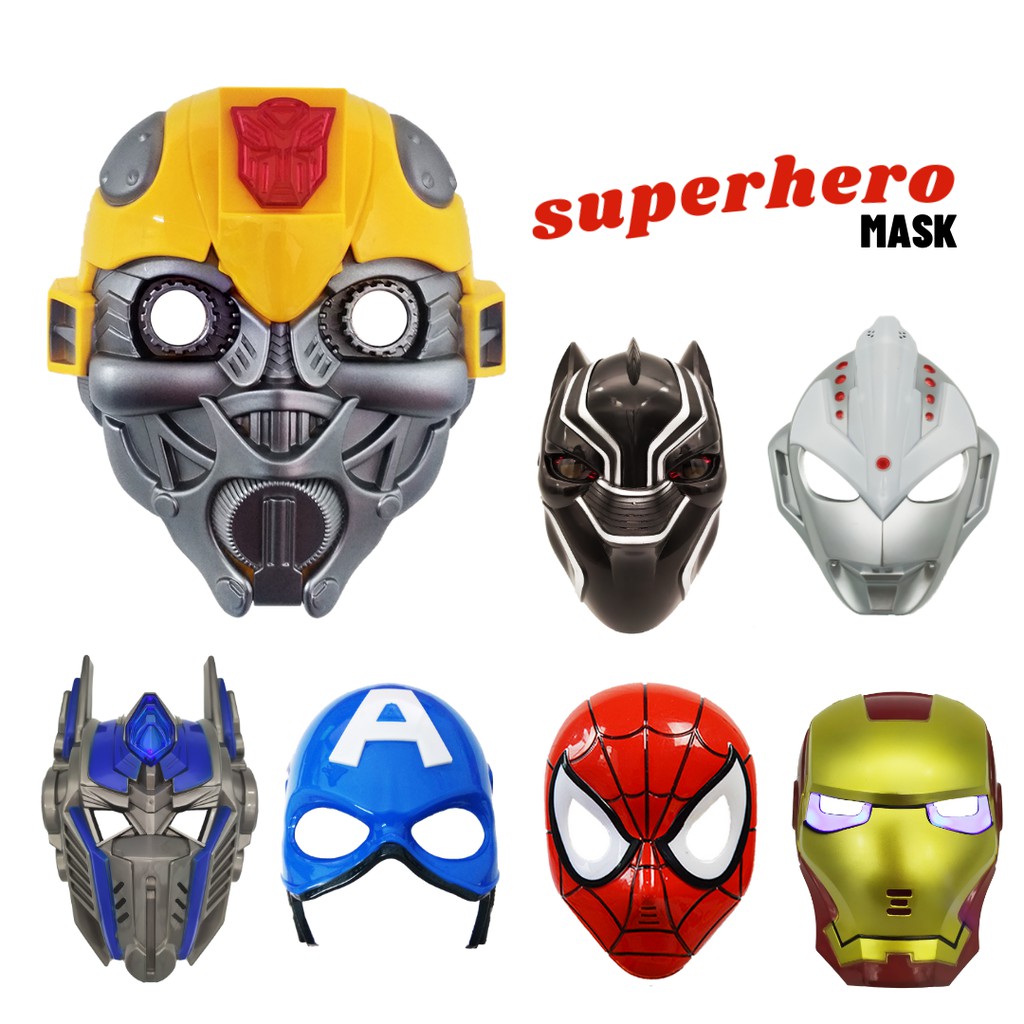 Superhero Mask LED Battery Operated /Topeng (Spiderman/Iron Man ...