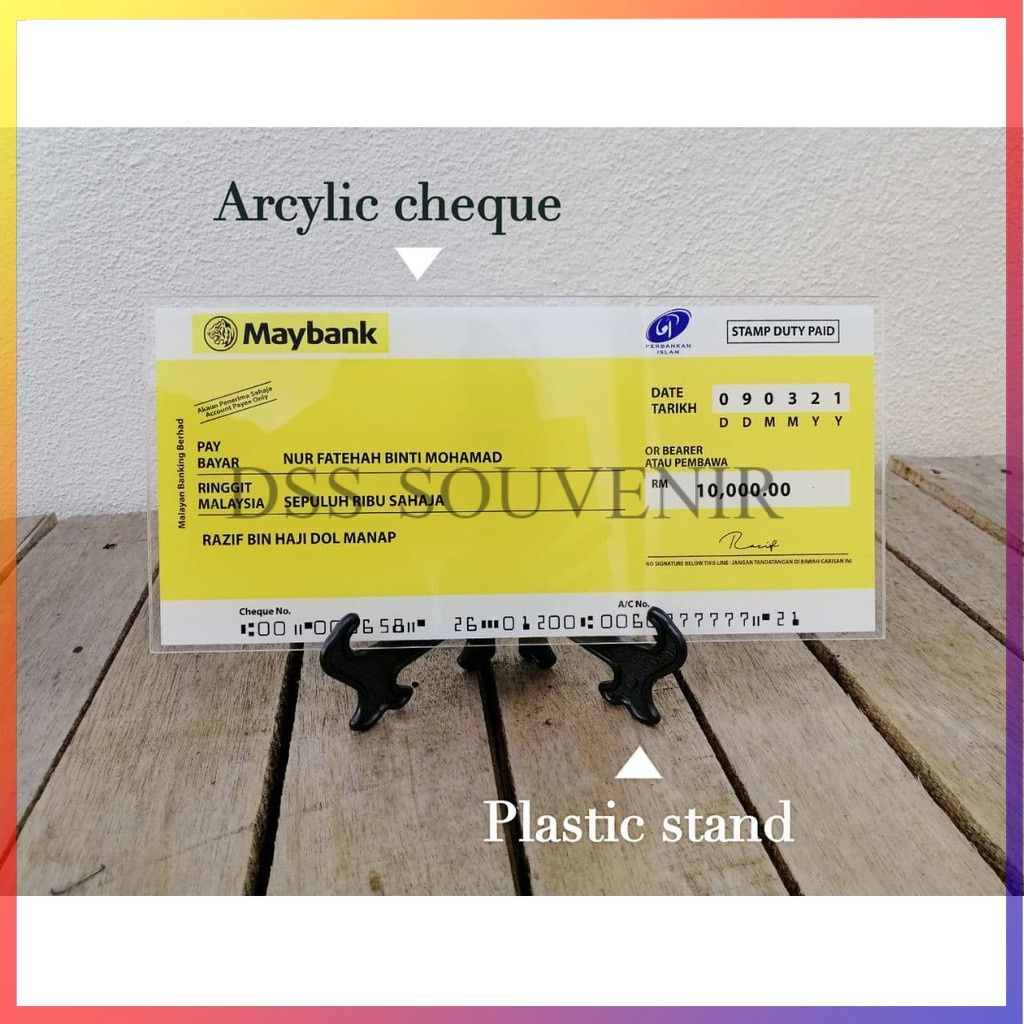 Mock Up Cheque Acrylic / Akrilik Mock-Up Cheque Untuk Hantaran ...