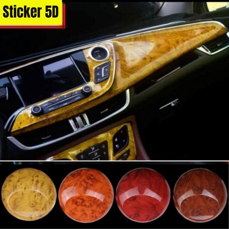 Car Sticker Interior 5D Wood Style Decal Sticker Corak Kayu Kereta