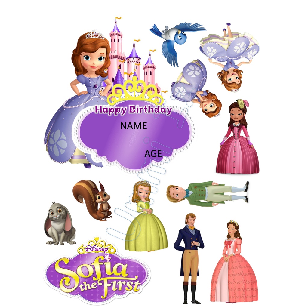 Happy Birthday Topper Cake SOFIA THE FIRST (CUSTOM NAME) | Shopee Malaysia