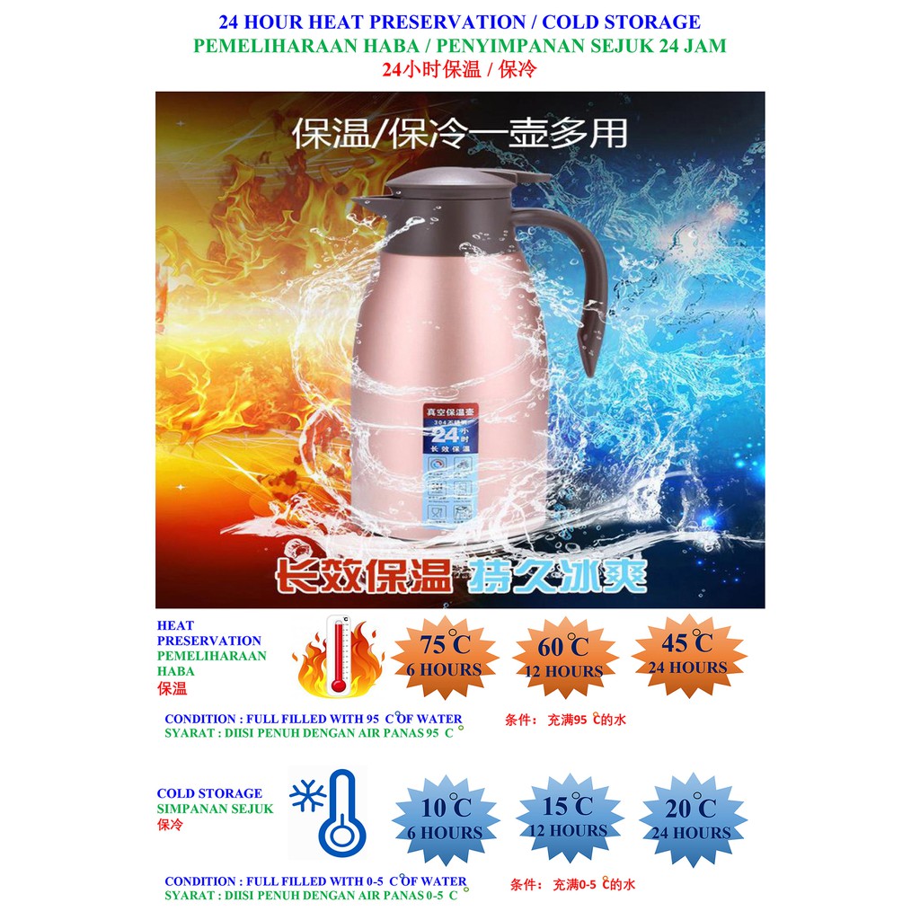 Modern 2.0L Stainless steel jug, vaccum pot, thermal vaccum jug, vaccum