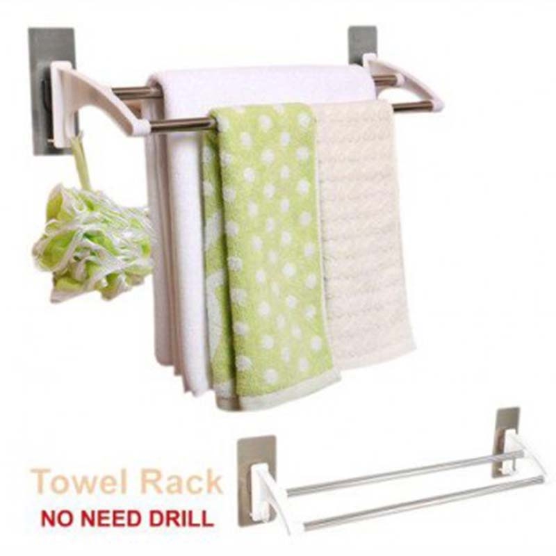 Stick Wall Foldable Bathroom Hanger Rack (Rak Penyangkut Dinding ...