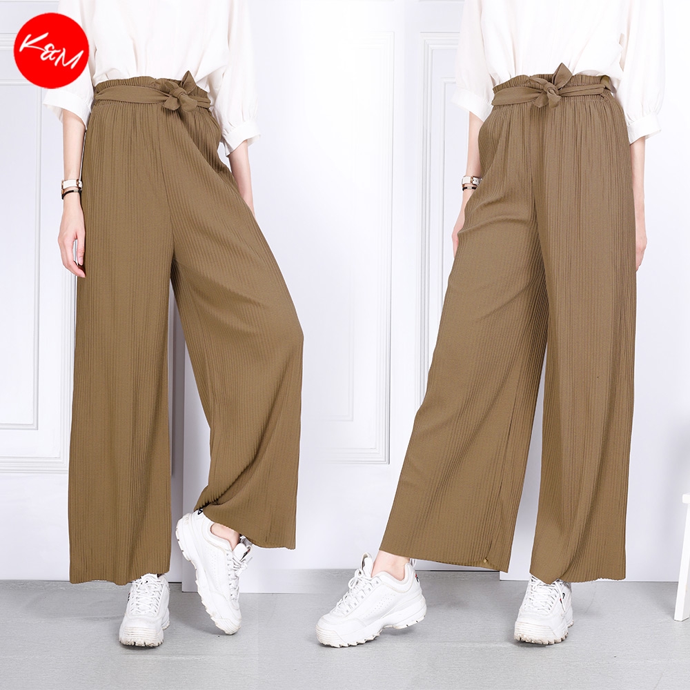 KM Women Windflow Culottes Wide Leg Elastic Waist Ready Stock Ribbon ...