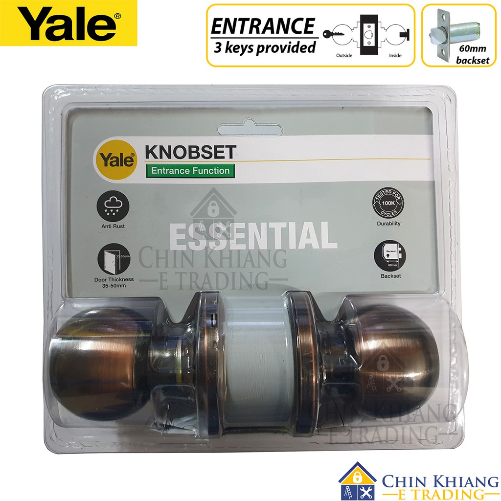 Yale 4147 Entrance Cylindrical Door Knob Set US32D Satin Stainless ...