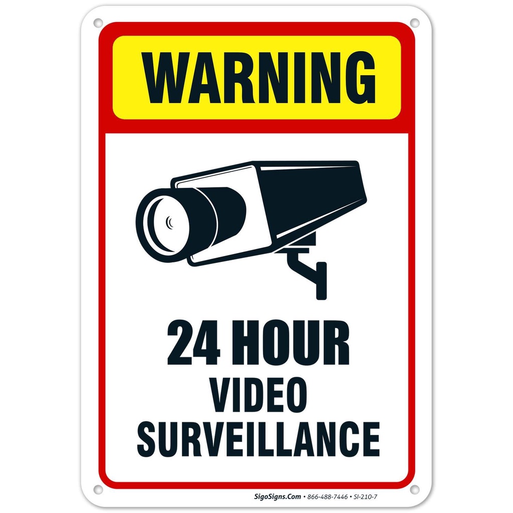Warning Hour Video Surveillance Sign x Hi Quality Rustfree Aluminum ...
