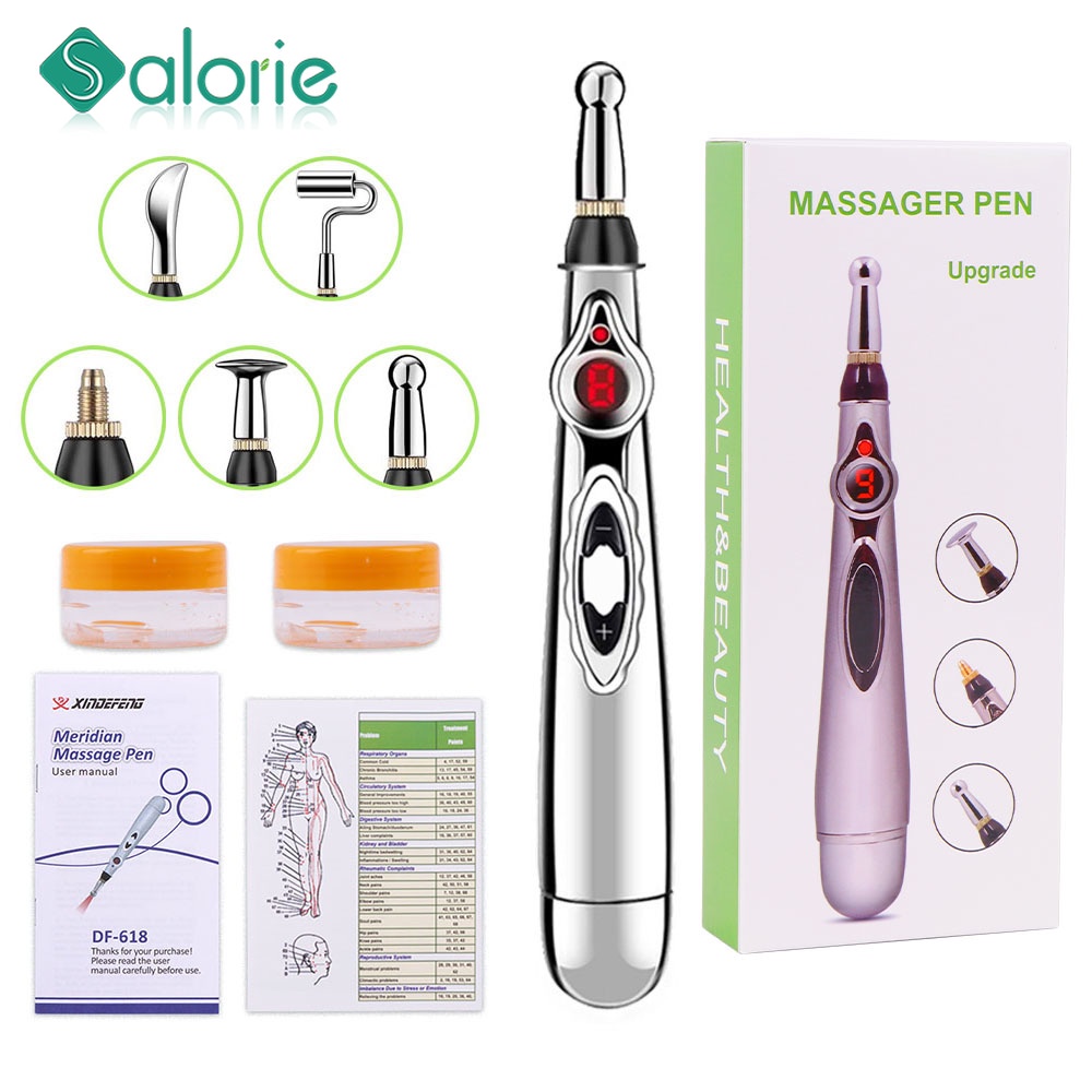 Electronic Acupuncture Pen With 3/5 Massage Head Energy Massage Pen ...