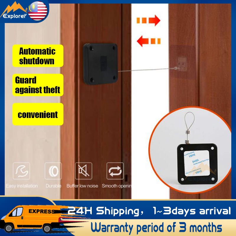 Automatic Door Closer Adjustable Wire Rope Punch Free Auto Closer Soft ...
