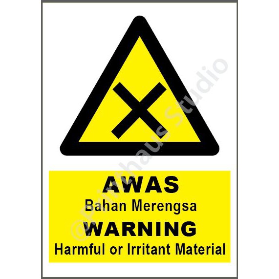 Warning Harmful or Irritant Material Sticker Awas Bahan Merengsa ...