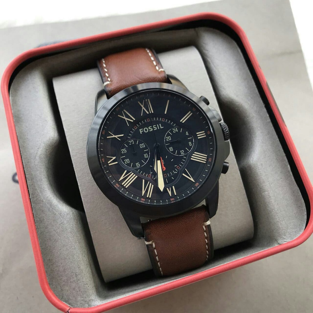 100 Original Fossil Original FS5241 GRANT CHRONOGRAPH LUGGAGE LEATHER WATCH Shopee Malaysia