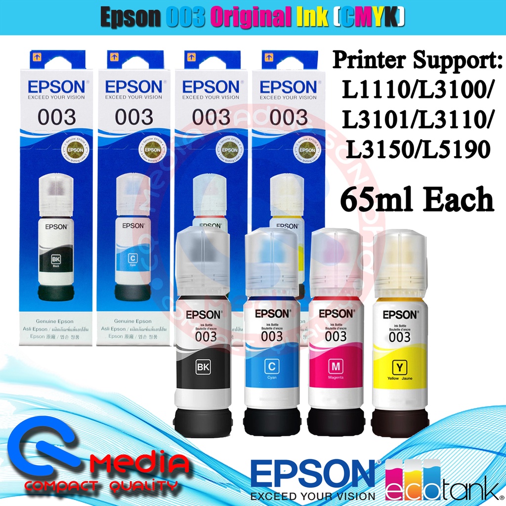 Epson 003 Ink L1110,L1210,L3110,L3150,L3116,L3156,L3210,L3250,L3216 ...
