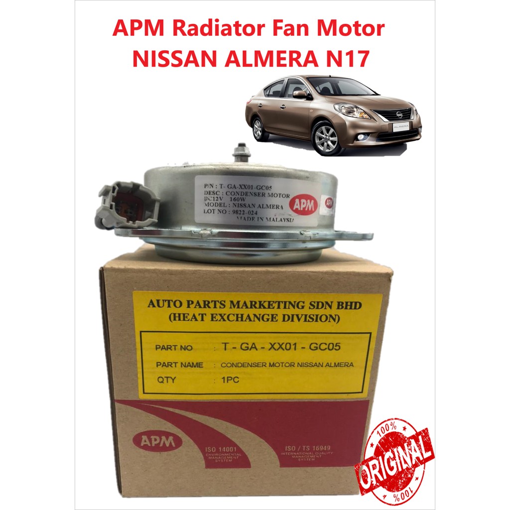 APM RADIATOR FAN MOTOR NISSAN ALMERA N17L T GA 0033 GC33