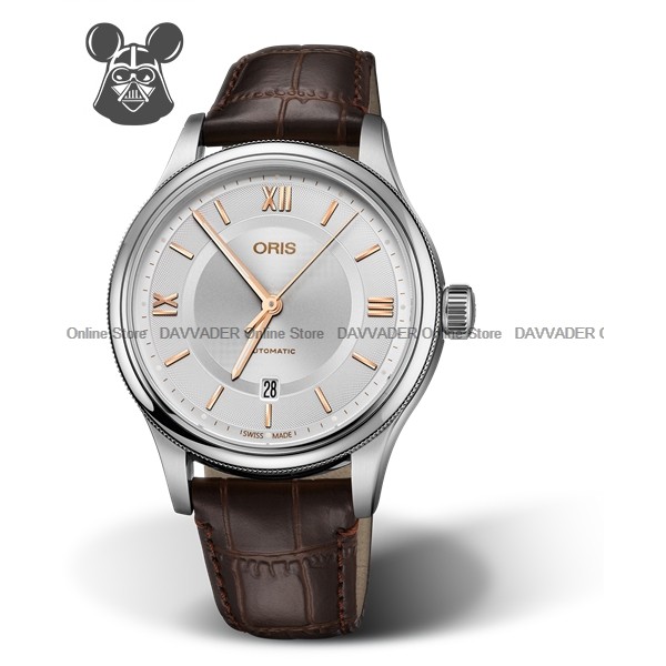 ORIS 0173377194071 0752032 Men s Analog Watch Classic Date Automatic Leather Strap Silver Brown Original