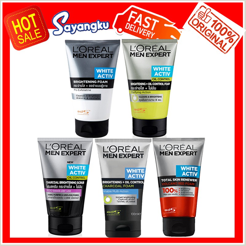 Loreal Men Expert Face Wash White Active 100ml Anti Acne Volcano