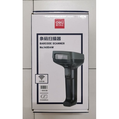 Deli Barcode Scanner 14954W Wireless Barcode Scanner 无线 条码扫描器 | Shopee ...