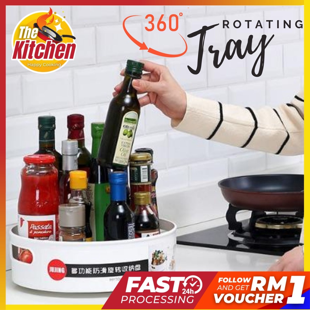 Rotating Tray 23cm / 30cm Multipurpose Anti-Slip Spin Storage Organizer ...