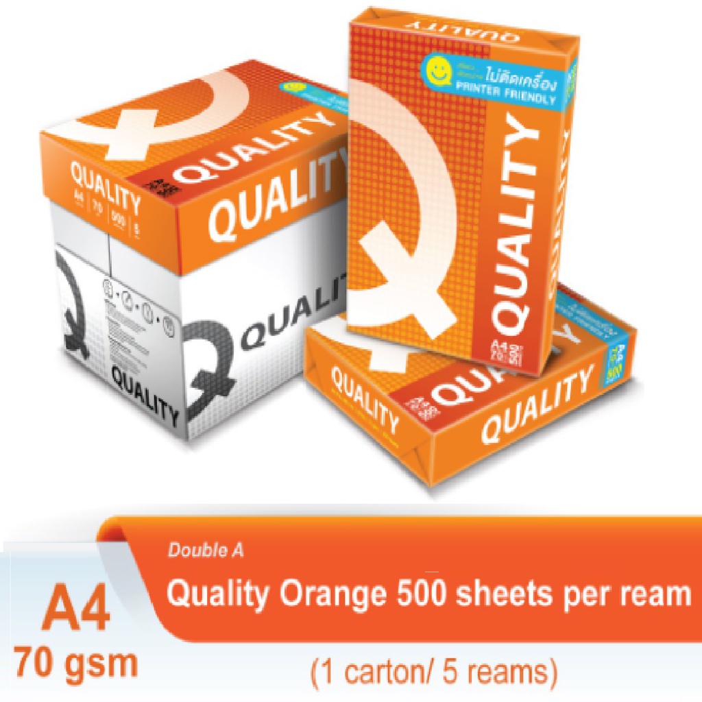 Double A Quality Orange A4 Paper by Double A (500 Sheets per Reams