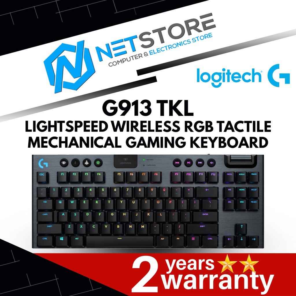 LOGITECH G913 TKL LIGHTSPEED WIRELESS RGB TACTILE MECHANICAL