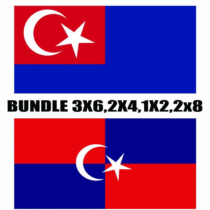 (cotton) Bendera Daerah Kulai & Johor 2pcs Bundle 3x6,2x4,1x2,2x8 