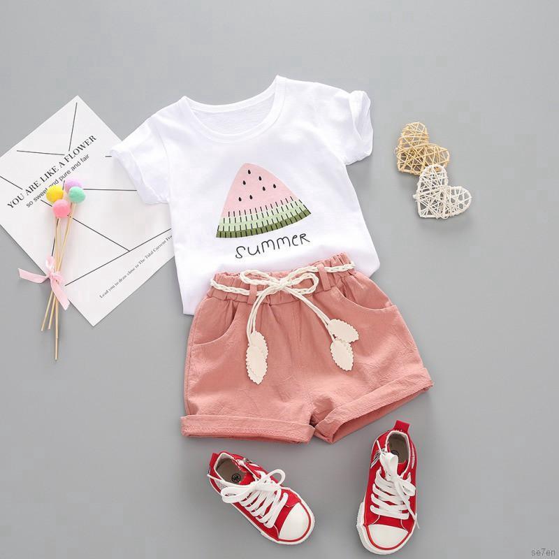 💕Se7en Summer Kids Girls Short Sleeve Set Cute Watermelon Print Girls ...