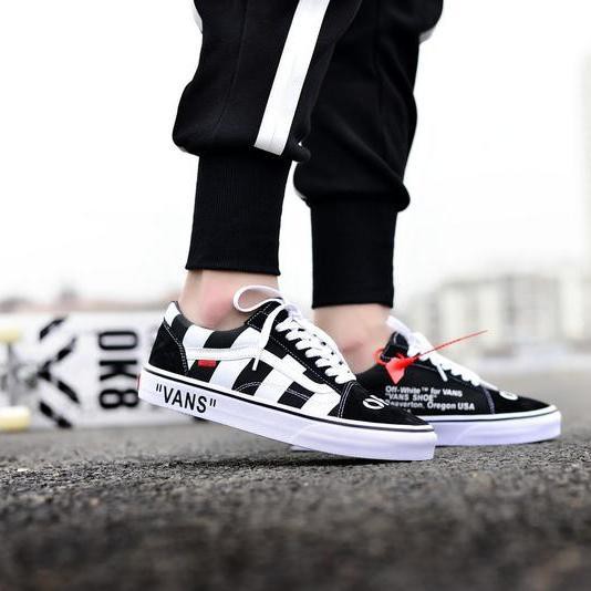 Off White X Vans Old Skool Custom Virgil Abloh BlackWhite