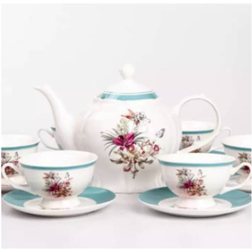 Queens Premium Porcelain 14Pcs Tea Set - Blue Lily | Shopee Malaysia