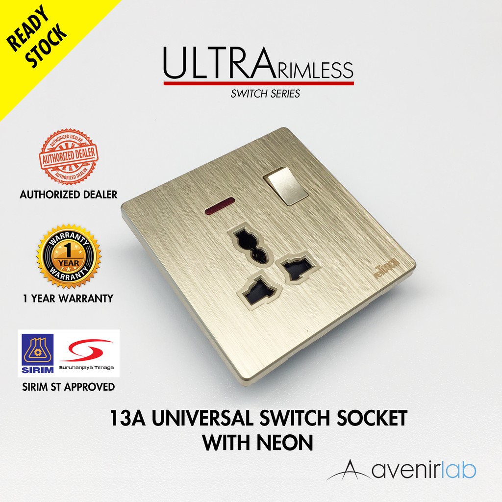 [GOLD] reTouch Ultra Rimless Switch 1/2/3/4 Gang 1/2Way Wall Switch 13A ...