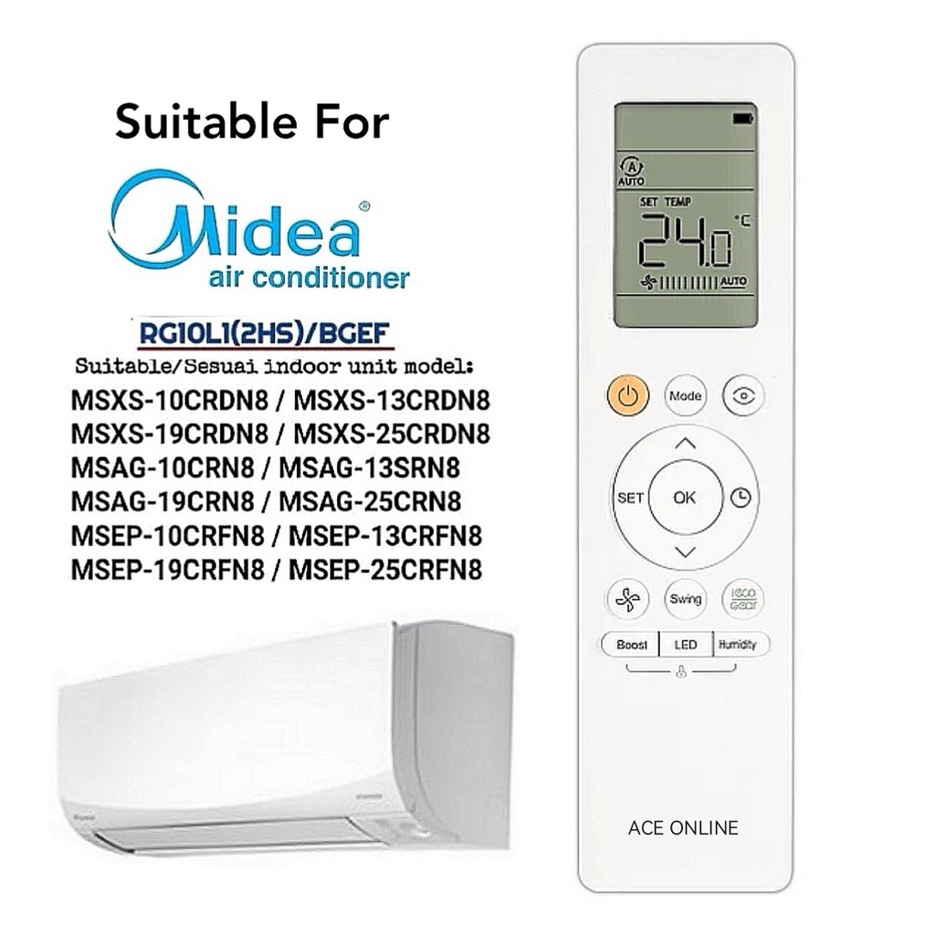 Midea Air Cond Aircond Air Conditioner OEM Replacement Remote Control ...