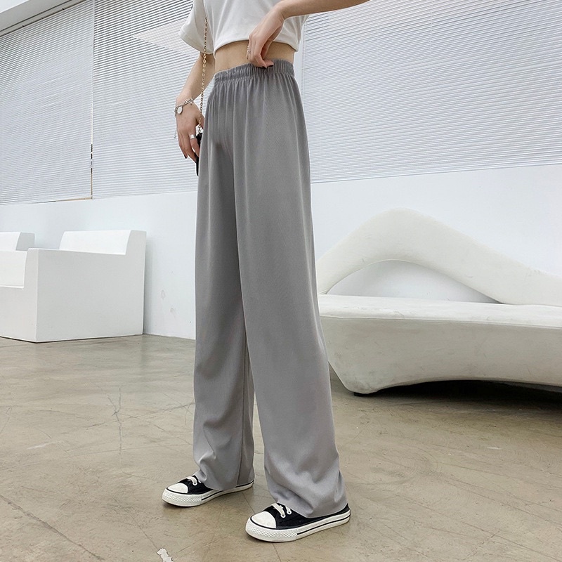 Straight pants loose all-match thin high waist casual wide leg pants ...