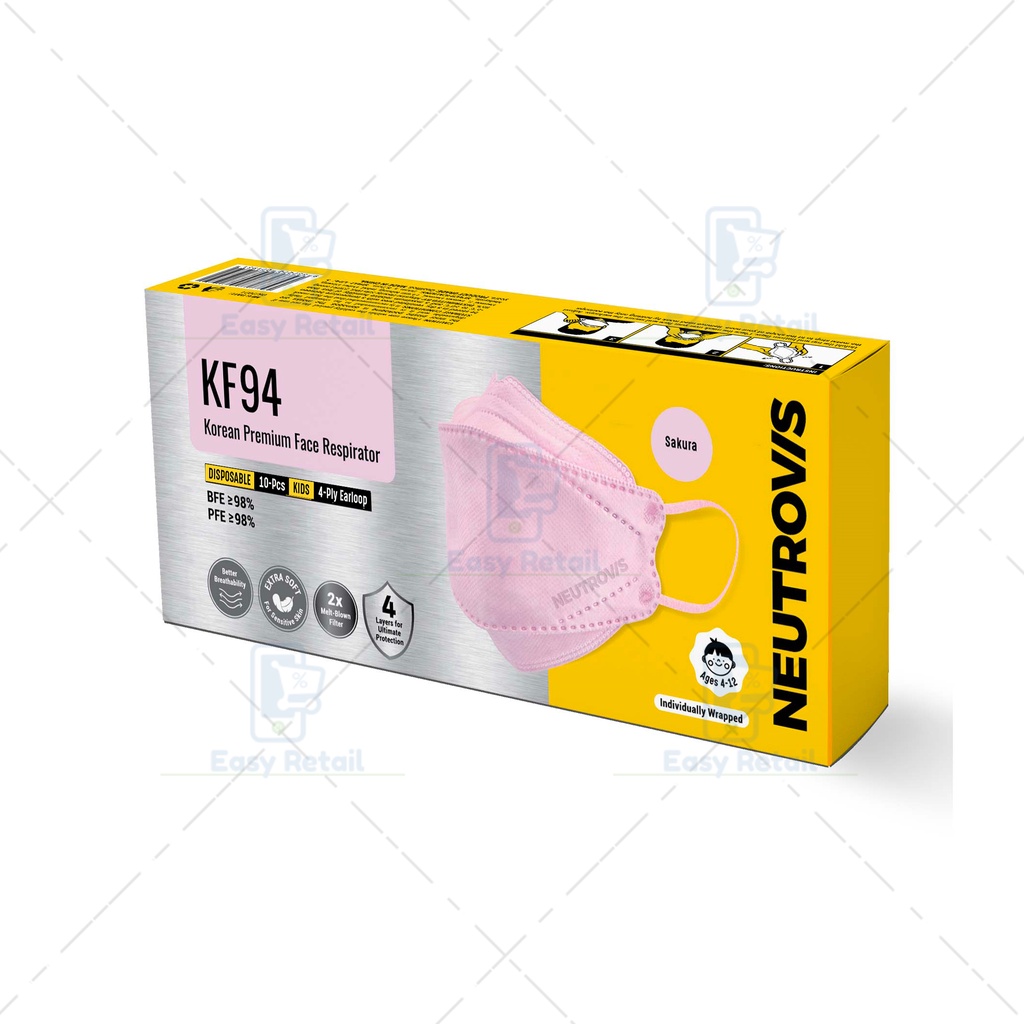 Neutrovis Korean Premium Face Respirator KF94 4Ply Adult / Kid Face Mask (10 / 16 / 20 pcs per
