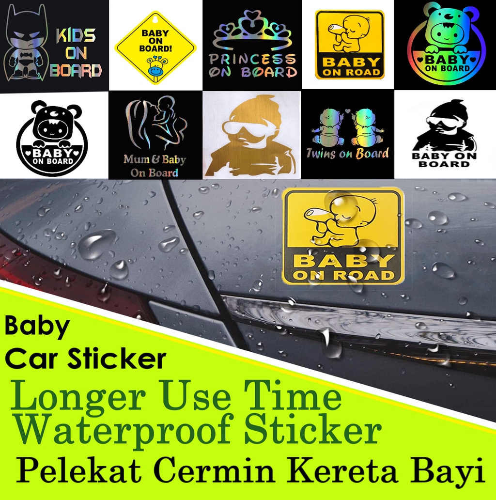 Baby on Board Pelekat Cermin Kereta Bayi Car Sticker Waterproof ...