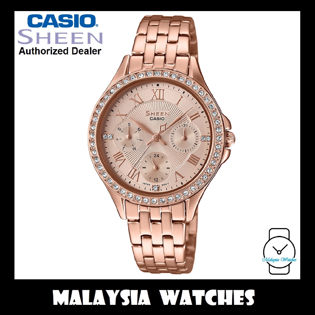 Casio sheen swarovski elements rose gold hot sale