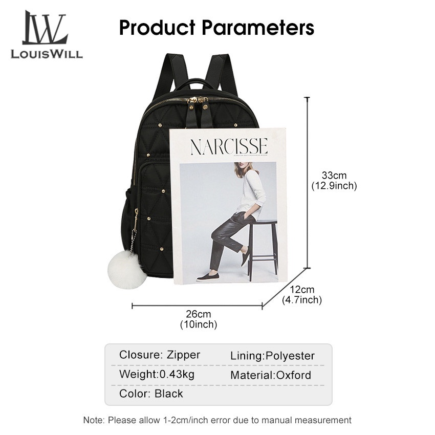 LouisWill Backpack Women Shoulder Bag Riveted Luxury Back Pack