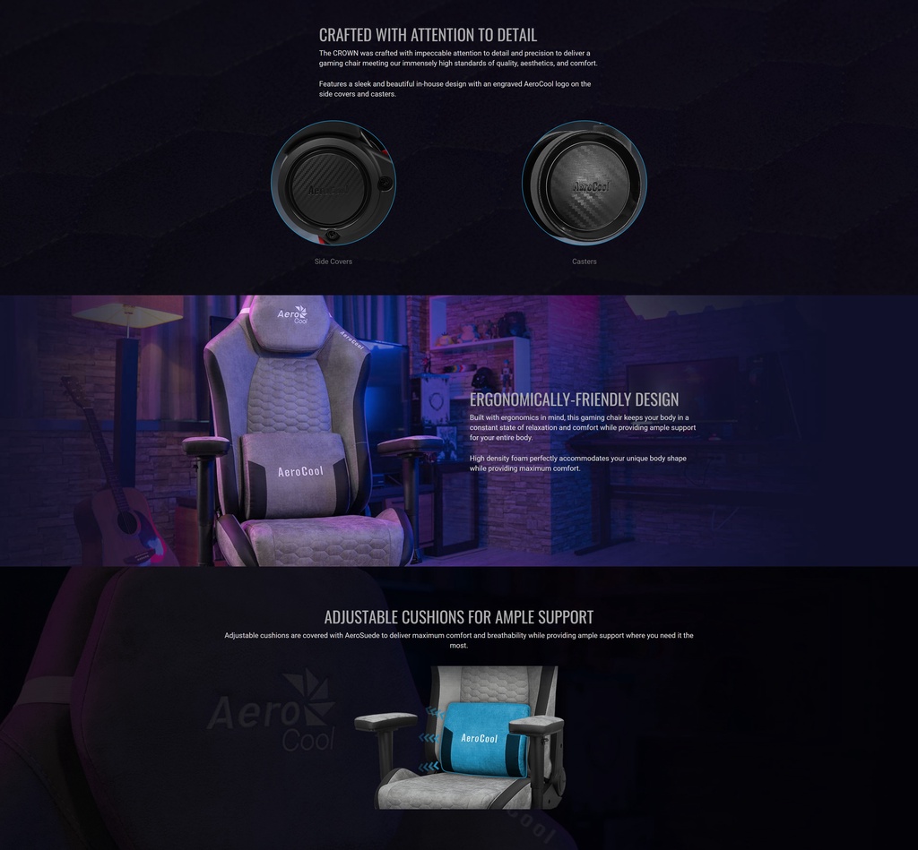 Aerocool Crown Aerosuede Series Gaming Chair - (Steel Blue/Burgundy Red ...