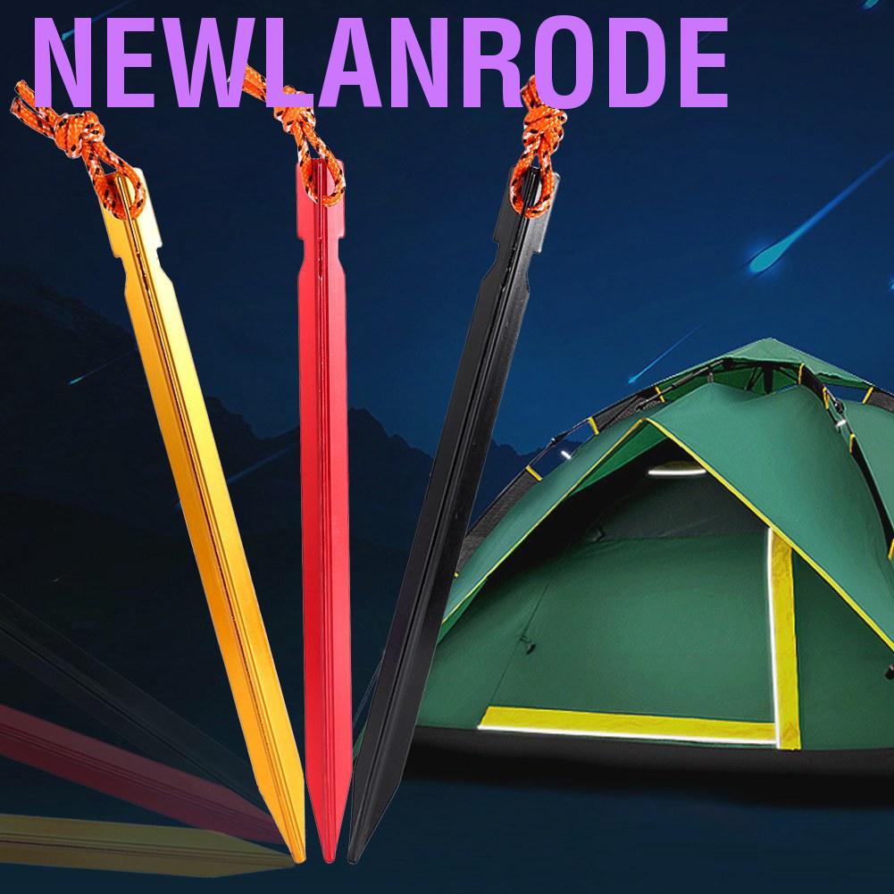 Newlanrode Metal Tent Stakes 4PCS 3 Colors Camping with Rope for Hiking