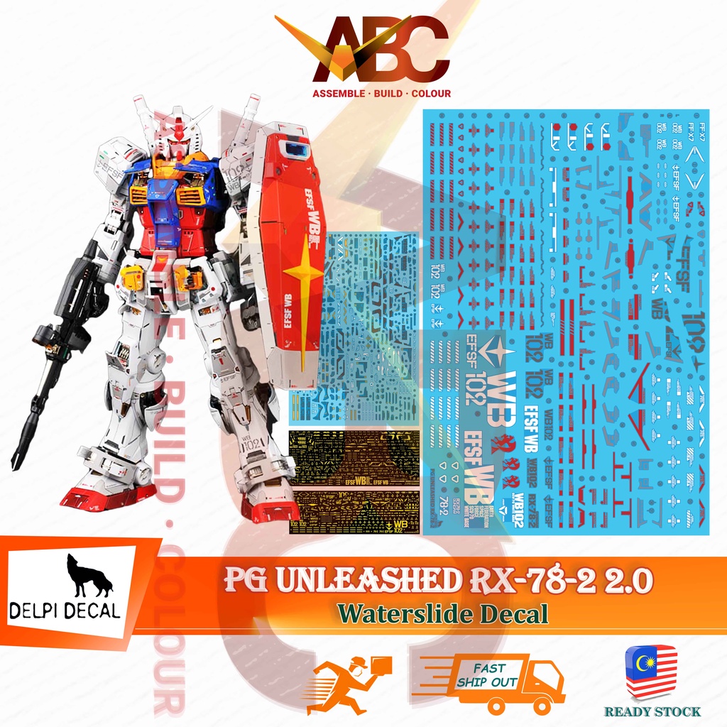 Delpi] Waterslide Decal - PG Unleashed 1/60 RX-78-2 2.0 (Hologram