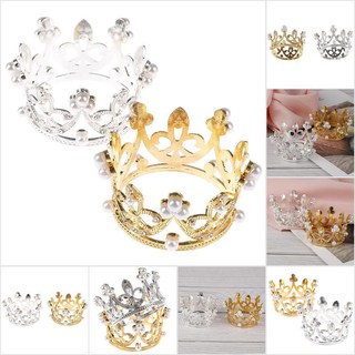 Mini Gold Crown Princess Topper Crystal Pearl Tiara Hair Valentine's Day  Gift