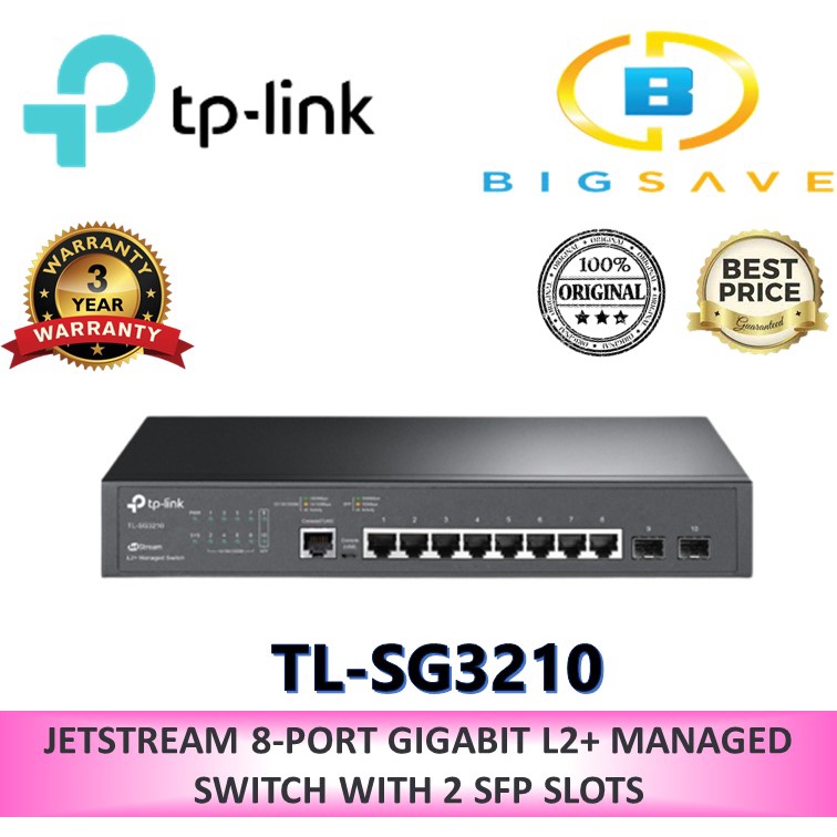 TP-LINK TL-SG3210 JETSTREAM™ 8-PORT GIGABIT L2+ MANAGED SWITCH WITH 2 ...