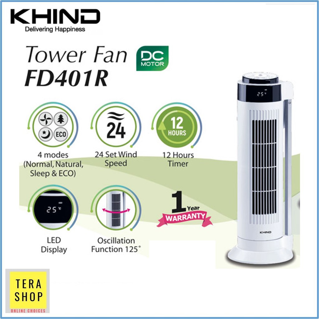 Khind FD401R DC Motor Tower Fan Shopee Malaysia