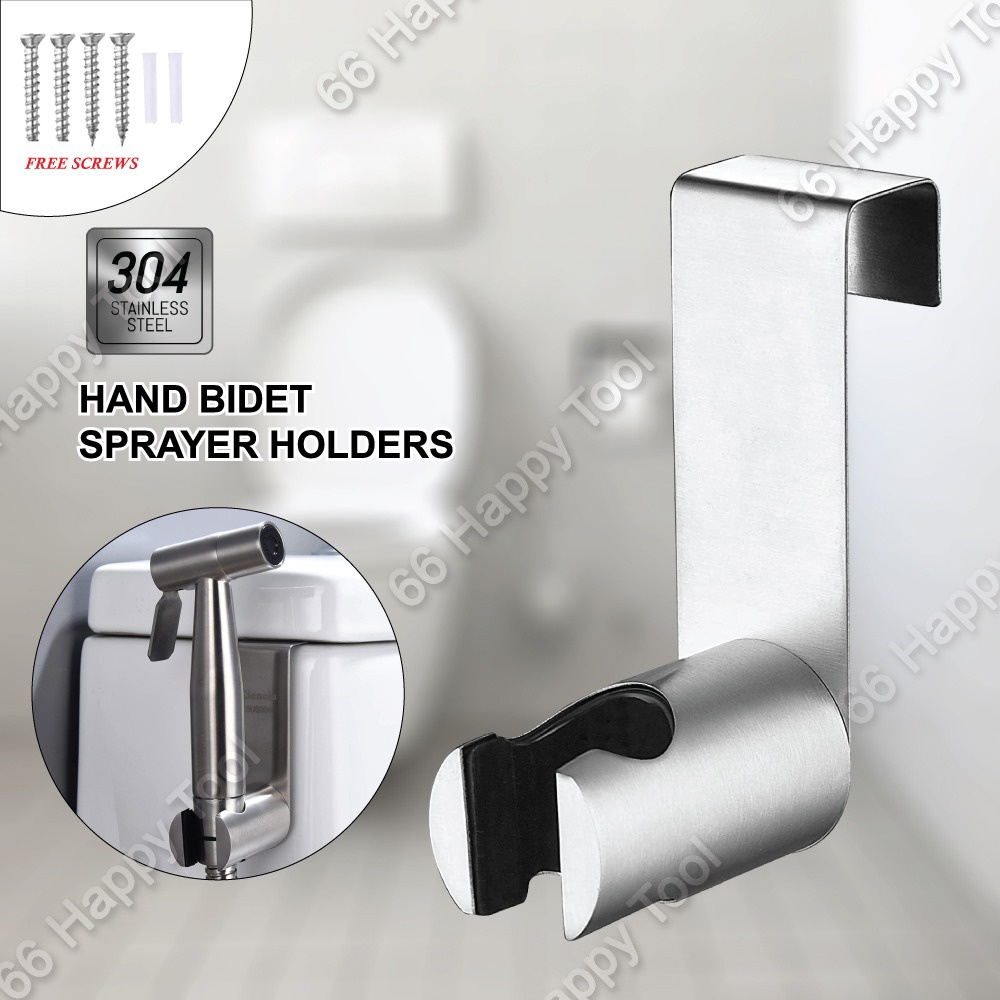 Black Stainless Steel Bidet Sprayer Holder – No Drill Needed, Mounts On Toilet Tank Or Wall
