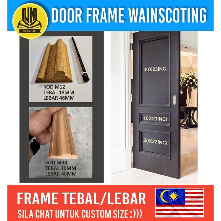ReadyStock Door frame tebal&exclusive, siap potong,3 kotak frame(1set ...
