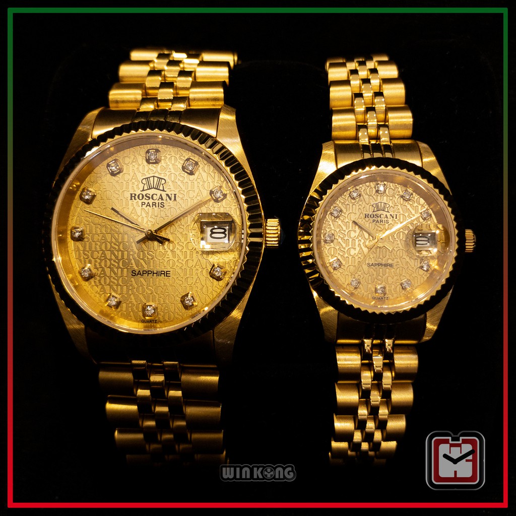 ROSCANI PARIS Couple Watch BG497 498 23K GOLD PLATED Shopee