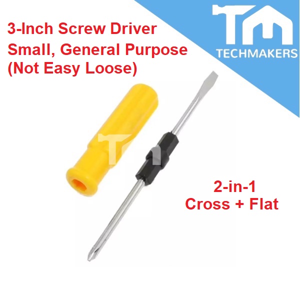 STEM 3" Inch Dual Function (Phillips +  Flat Head Shape) Screw Driver 2-in-1 Mini Household Repair Tools Quality DIY