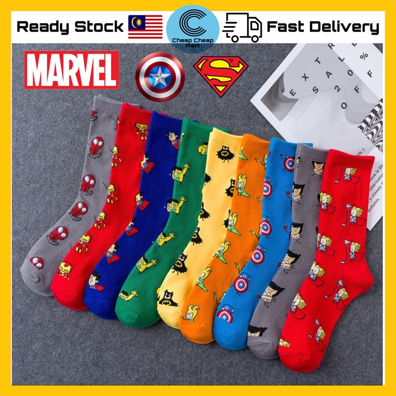 ⭐️Malaysia Ready Stock⭐️Unisex Men Women Socks Cute Stockin Marvel Socks Superhero  Socks Funny Socks Stoking