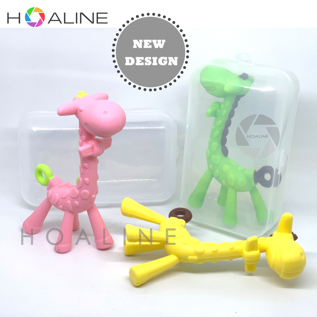 Giraffe character baby teether with transparent box / unique cute bite ...